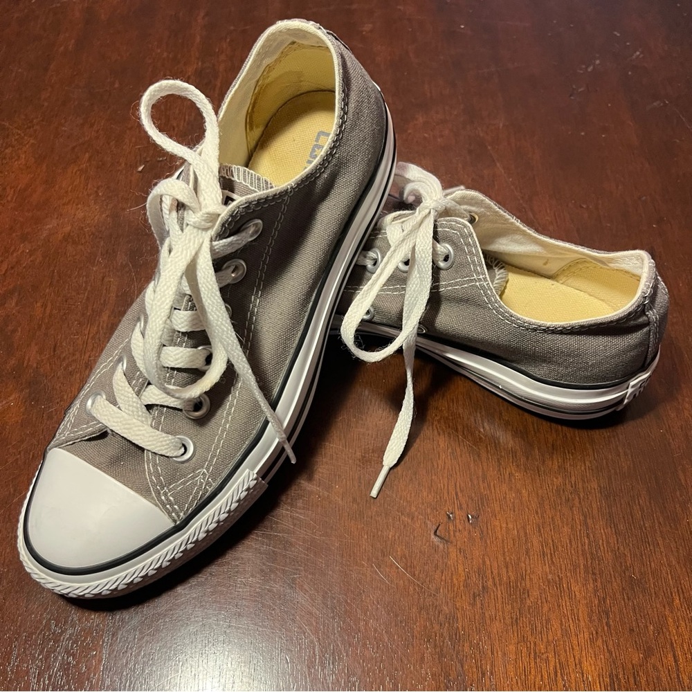 Converse Gray Low-Top Sneakers with White Laces